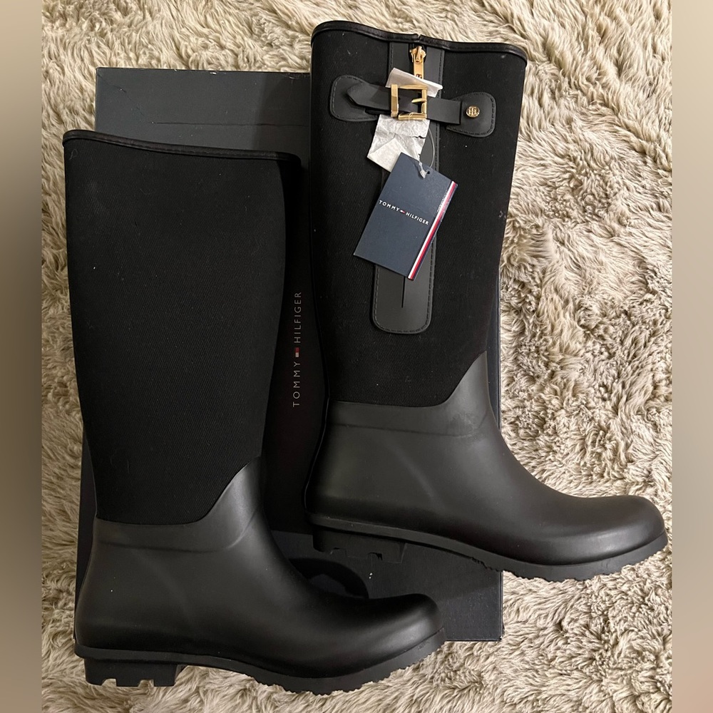 Tommy Hilfiger Black Tall Rain Boots